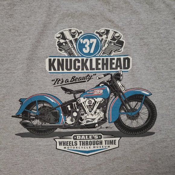 Gildan 37 Knucklehead Dales Wheels Through Time 3XL Gray Motorcycle T Shirt A6 - Picture 1 of 9